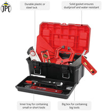 Buy JPT Pro Series 22-inch heavy-duty plastic tool box, featuring transparent organizers, a removable tray, a dustproof, and water-resistant seal at best price.