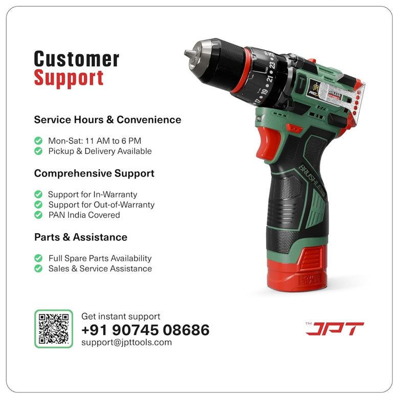 JPT Pro Series 18V Cordless Drill Machine | 70N.M Torque | 0-2150RPM Speed | 25+3 Gears | 2 Speed Modes | 3/8