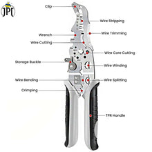 JPT Heavy-Duty Multi-Function Wire Stripper & Crimper Tool – Chrome Vanadium Steel, Ergonomic TPR Grip, Precision Electrical Wire Cutter & Terminal Crimping Tool for Professional Electricians