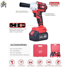 Grab the JPT 21-volt brushless cordless impact wrench, featuring 320nm torque, 2300 rpm, 4000mAh battery, fast charger and more all at the best price online.