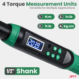 JPT Digital Torque Wrench 1/2" Drive | 10–200 N·M Torque Range | High-Accuracy Electronic Torque Wrench with LED & Buzzer Alert | Peak & Track Mode | Multi-Unit Display