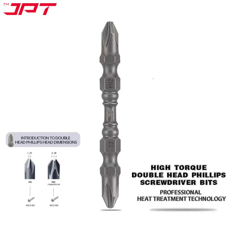 JPT 10-Pieces Two Sided Magnetic Screwdriver Bit Set | S2 High Torque Alloy Steel | PH2 Power Drill Double End