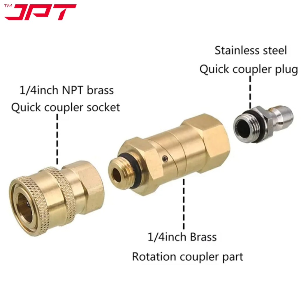Buy now the JPT 45° pivot coupler with 360° rotating nozzle head, featuring standard M14 thread, supporting 4500 PSI for both home and professional use. Buy Now