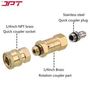 JPT 45° Adjustable Pivot Coupler with 360° Rotating Nozzle Head | High-Pressure Washer Adapter with M14 Thread | Compatible with Up to 4500 PSI Pressure