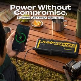 JPT Jump Starter 4000A 24000mAh Thunder X24 Ultra Safe Smart EC5 Power Bank • Fast Charging Output • 3-Mode LED Torch • Trucks, Cars & SUVs • Carry Case • With 1 Year Warranty