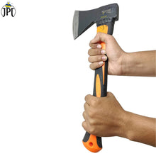 Buy the JPT 600g heavy-duty wood splitting axe renewed, featuring a sharp steel blade, ergonomic non-slip handle, and bright orange accents for visibility.