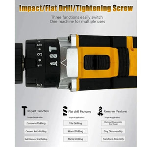 JPT Heavy Duty 21-volt Portable Cordless Drill Machine | 25N.M Torque | 0-3500RPM Speed | 2 Speed Modes | 25+3 Gear Setting | 3/8-Inch Chuck | 1500mAh Battery | 6-Months Warranty