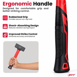 Buy JPT 2000G forged steel club hammer with heavy duty fiber handle and anti-slip grip. Ideal for masonry, chisel work, and construction tasks. Buy Now