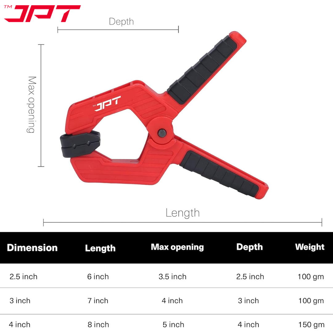 JPT 2.5 Inch Ultra Heavy-Duty Spring Clamp 66mm Wide Jaw | Reinforced Body with Hardened Steel Spring | 45° Rotating Pads | Strong Grip Woodworking & Carpentry Clamp for Workshop & DIY Use