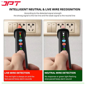 JPT Pro Series Non-Contact Dual Range  (12V-1000V / 48V-1000V) AC Voltage Tester | Tester for Live/Null Wire Detection | Buzzer Alarm & LED Flashlight | Best for Electricians, Technicians, Ad Home Use