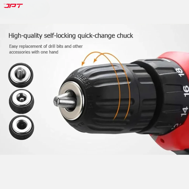JPT 12v Cordless Drill Machine | 24N.M. Torque | 1350RPM Speed | 18+1 Setting | 10MM Chuck | 1500mAh Battery | Dual Speed Modes | 6-Months Warranty
