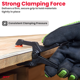 JPT 3.5" heavy duty spring clamp with 45mm wide jaw, high-tension steel spring and one-hand quick grip—ideal for woodworking, carpentry and DIY use. Buy Now