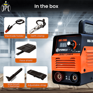 JPT 200Amp MMA / Arc Welding Machine | IGBT with Digital Display | 200A with Hot Start and Anti-Stick | Welding Accessories & Mask
