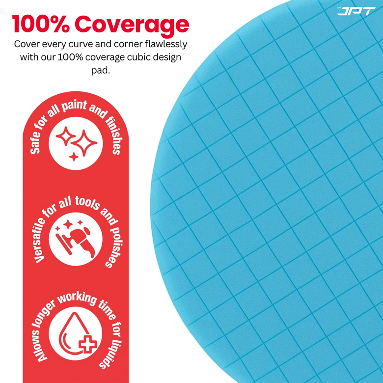 JPT 6-Inch Polishing & Buffing Pad Kit | 4 Color Pads for Polishing & Waxing | Hook & Loop Pads for Tigh Grip on Polisher | Sponge Pads for Car Buffer, Waxing & Swirl Removal