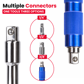 Buy JPT T & L handle socket wrench with 1/2″, 3/8″ & 1/4″ drive compatibility, 360° rotating grip, ball lock design & Cr-V steel for high torque & tight spaces.