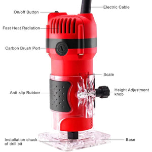 JPT Professional Compact Wood Router Machine | 700W Power | 30,000 RPM Speed | 60hz Frequency | 6.35mm Milling Cutter