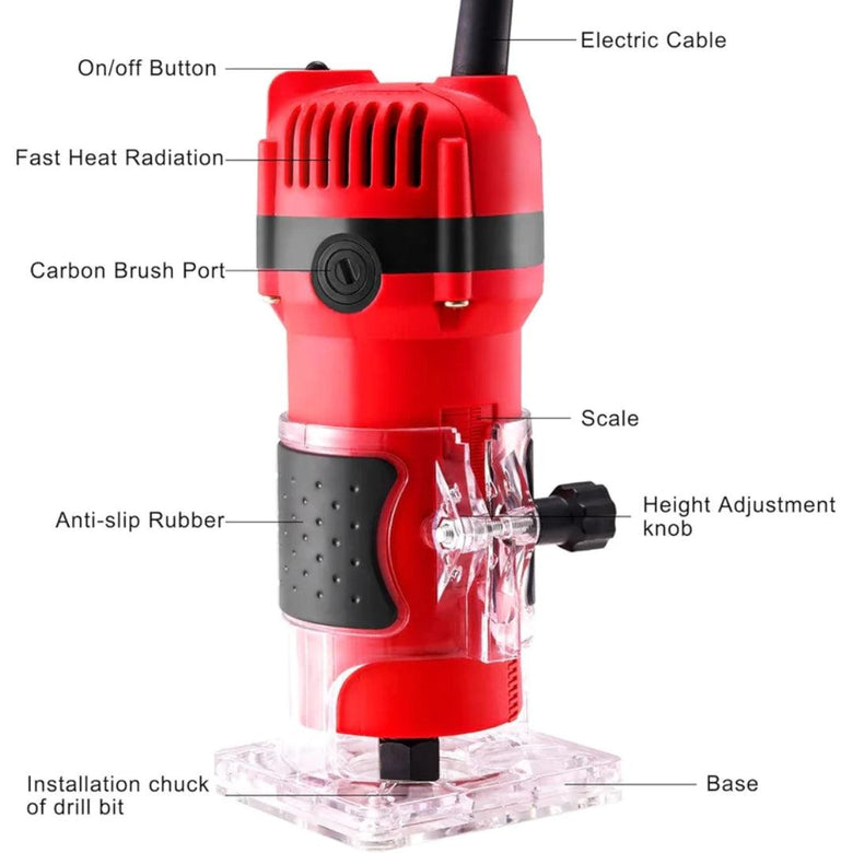 JPT Professional Compact Wood Router Machine | 700W Power | 30,000 RPM Speed | 60hz Frequency | 6.35mm Milling Cutter