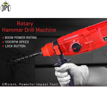 JPT SDS-Plus 26MM Core Rotary Hammer Drill Machine With Chiseling Function | 800-Watt Motor | 1100 RPM Speed | 4 Functions Mode | Depth Gauge | Auxiliary Handle