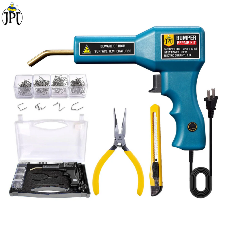 JPT Heavy Duty 70-watt Car Bumper Repair Kit | 0.5A Electric Current | 4-Types 400-Piece Hot Stapler | Plastic Repair DIY Tools