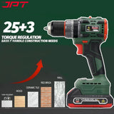 JPT Pro Series Brushless 21-volt Cordless Impact Drill Machine Without Battery & Charger | 65N.M Torque | 1700RPM Speed | 25+3 Gears | 2 Speed Modes | 3/8" Metal Chuck | 12-Months Warranty