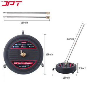 JPT 15-Inch Pressure Washer Surface Cleaner with 2 Extension Wands 1/4