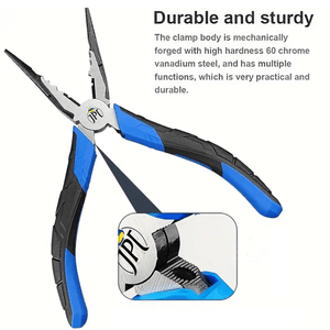 JPT 8-Inch Long Heavy Duty Nose Plier With Hard Carbon Steel Jaws And Comfort Grip Handles | Long Nose Cutting Pliers for AC Wiring, Cutting, And Gripping