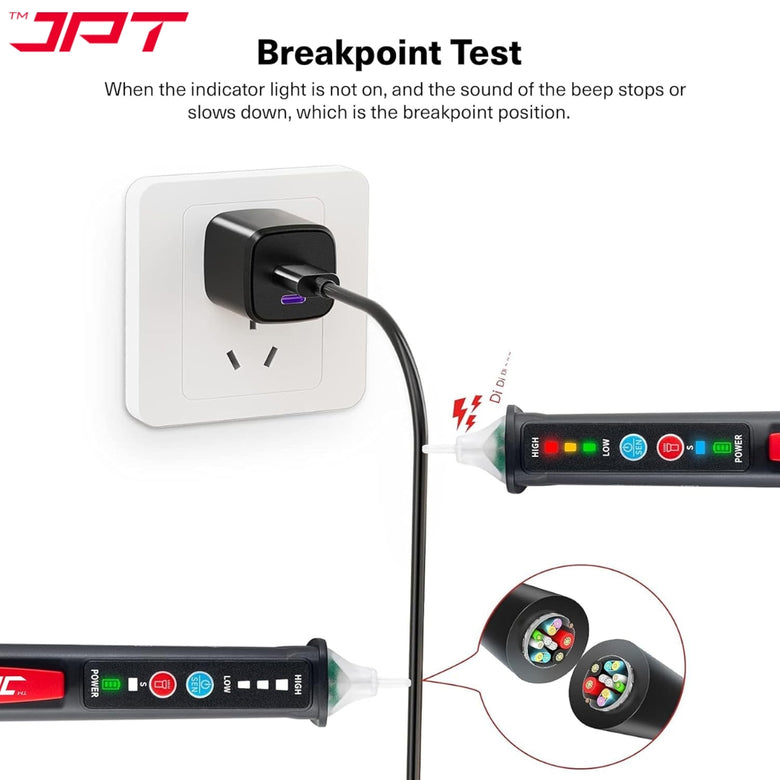 JPT Pro Series Non-Contact Dual Range  (12V-1000V / 48V-1000V) AC Voltage Tester | Tester for Live/Null Wire Detection | Buzzer Alarm & LED Flashlight | Best for Electricians, Technicians, Ad Home Use
