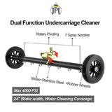 The JPT Dual Function Undercarriage Cleaner with 25" Pressure Washer Water Broom | 4000 PS | 7 Nozzles | 3Pcs Extension Wand | 1/4" Quick Connect