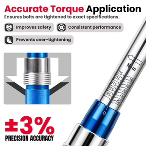 JPT 1/2 Inch Heavy Duty Drive Torque Wrench 50–350 Nm Adjustable with Reinforced Gear, Forward/Reverse Ratchet & Ball Lock Design – Automotive Torque Wrench for Car Wheels, Bike & Workshop Use