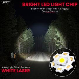 Buy JPT K16 super bright LED flashlight featuring rechargeable LED torch with 4800mAh battery, USB-C charging, zoom focus & 3 modes. Buy at best price today.