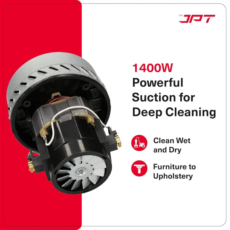 JPT Pro Series 15L Carpet Vacuum Cleaner | 1400W Motor | 17kPa Suction | 15L Tank & 4.5L Soap Tank | Wet & Dry Cleaning | Deep Cleans Carpet, Sofa, Curtains, Mattress, Floors