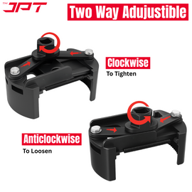 JPT Heavy-Duty Universal Adjustable Oil Filter Remover | 90-125mm Removal and Installation | Two Non Slip Serrated Jaws | 1/2" Drive Oil Filter Wrench for Easy Filter Removal
