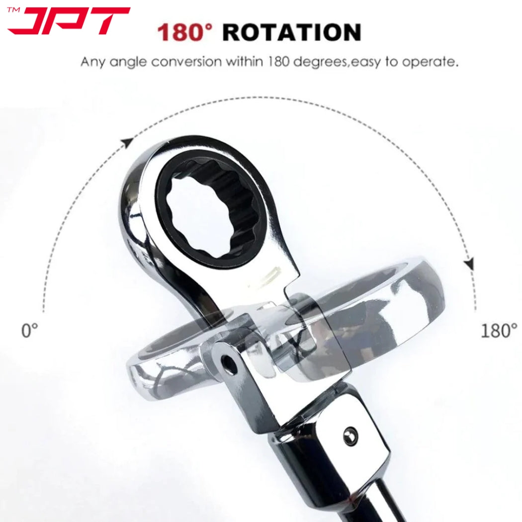 Buy now the JPT heavy-duty 8-piece changeable flex head ratchet spanner ranging from 8 to 19mm wrench head at the most affordable price in India online.