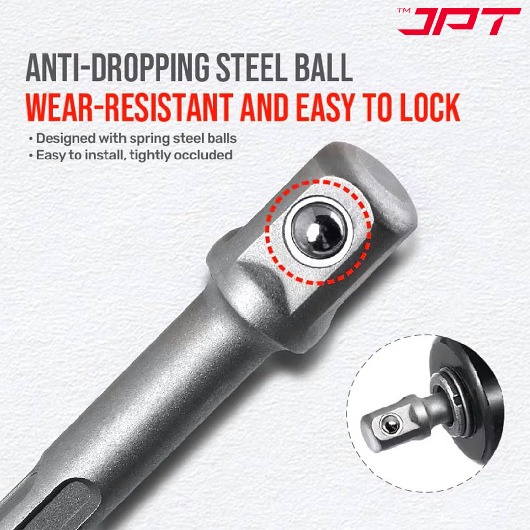 JPT 1/2-Inch SDS Plus Impact Socket Adapter | Quick Change Hex Extension Adapter | Hammer Drill Connector for Impact Wrenches & Rotary Hammers