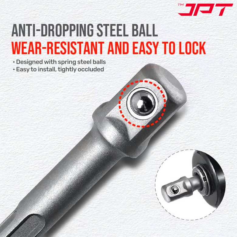 JPT 1/2-Inch SDS Plus Impact Socket Adapter | Quick Change Hex Extension Adapter | Hammer Drill Connector for Impact Wrenches & Rotary Hammers