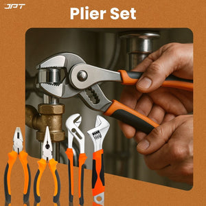 JPT 37-Piece Heavy-Duty Home Repair Hand Tool Kit | All-in-One Tool Set with Screwdrivers, Pliers, Drill Bits, Allen Keys, Claw Hammer, Taps & More | Ideal for DIY, Furniture Assembly & Electrical Work