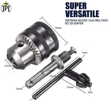 Get flawless drilling with JPT 13mm heavy-duty drill chuck with key and sds plus shank adapter. This set ensures secure bit holding and smooth operation. Buy Now