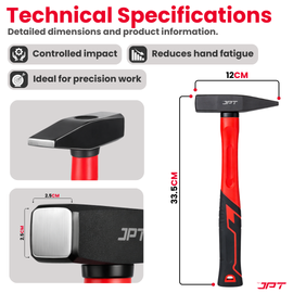 Buy JPT 500G forged steel machinist hammer with shock-proof ergonomic handle. Ideal for workshop, fabrication, chisel work and construction use. Buy Now