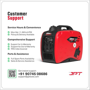 JPT Genworx GX24iS Petrol Electric Generator | 79.7cc 4-stroke Ohv | 2200 Peak Watts Power | 5L Fuel Tank | 4 Hours Running at Quarter-Load | 2.2kW Electric Generator for Home and Outdoor