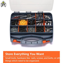 Buy now the JPT heavy duty 12-inch tool box organizer, featuring 30 removable dividers, double-sided design, transparent lids, and lock system. Buy Now