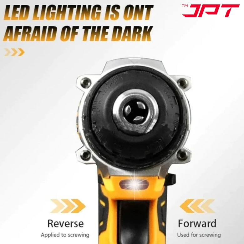 JPT Heavy Duty 21-volt Portable Cordless Drill Machine | 25N.M Torque | 0-3500RPM Speed | 2 Speed Modes | 25+3 Gear Setting | 3/8-Inch Chuck | 1500mAh Battery | 6-Months Warranty