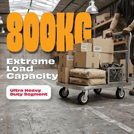 JPT Heavy Duty Steel Metal Platform Trolley | 800kg Capacity with Reinforced Pipe Frame | 90x60 cm Platform | 6” Rubber Wheels | Industrial Warehouse Cart