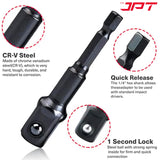 JPT 8-Piece Impact Socket Adapter Set | 1/4" Hex Shank to 1/4", 3/8", 1/2" Square Drive | CR-V Quick Change Drill Bit Extension for Cordless Drills & Power Tools