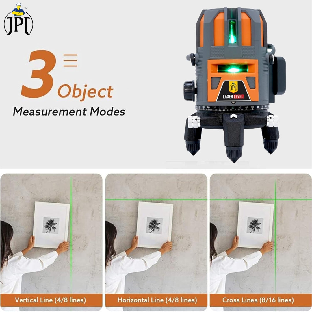 JPT 360° 4D Self-Leveling Laser Level with Mini Tripod – High-Precision Cross Line Tool for Construction, Renovation, and Floor Tiling with Two 1500mAh Batteries, Fast Charger and Durable Case