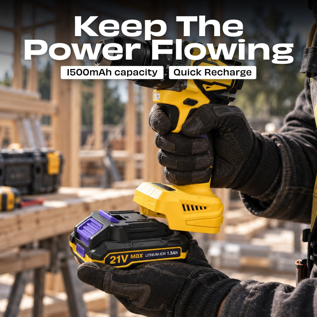 JPT New Pro Series Brushless 21-volt Cordless Impact Drill Machine with 70N.m Torque | 2150 RPM Speed | 25+3 Gears | 2 Speed Modes | 3/8" Metal Chuck | One Year Warranty
