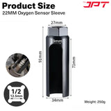 JPT Oxygen Sensor Socket 22mm (7/8 Inch) with Side Wire Cutout – Universal Oxygen Sensor Removal Tool, 1/2-Inch & 3/8-Inch Drive Compatible, Ideal for Most Cars, Trucks & SUVs