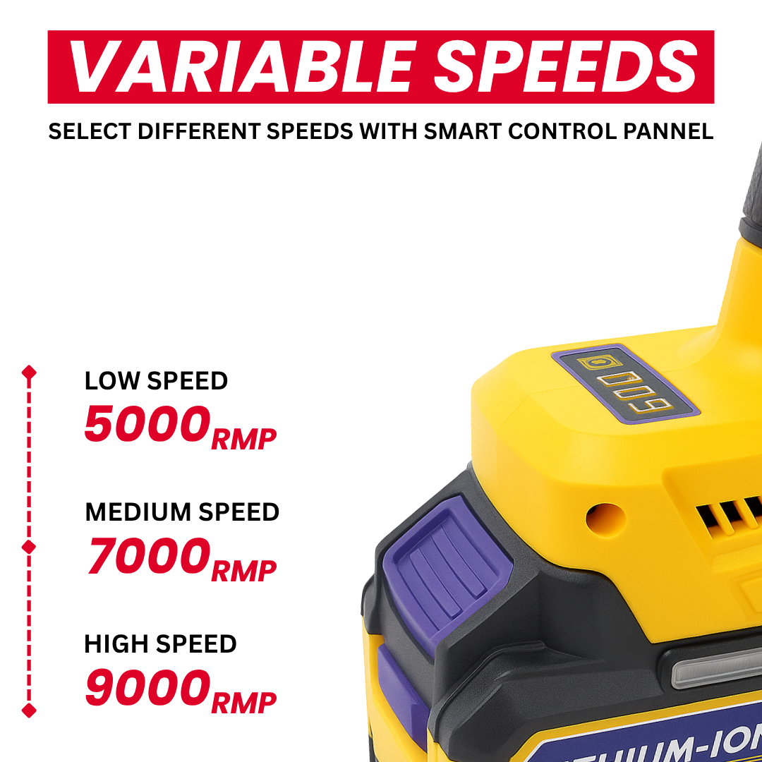 JPT 21V Heavy-Duty Cordless Angle Grinder Machine | Brushless Motor | 3-Speed Modes (5000–9000 RPM | 100mm Disc | Spindle & Speed Lock | 6000mAh Battery