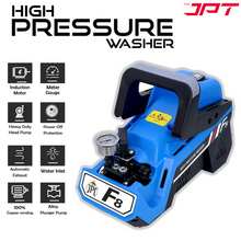 Buy now the JPT heavy-duty F8 domestic pressure washer pump, featuring 2400-watt power, 220 bar pressure, 10 l/min water flow, portable design, and more.