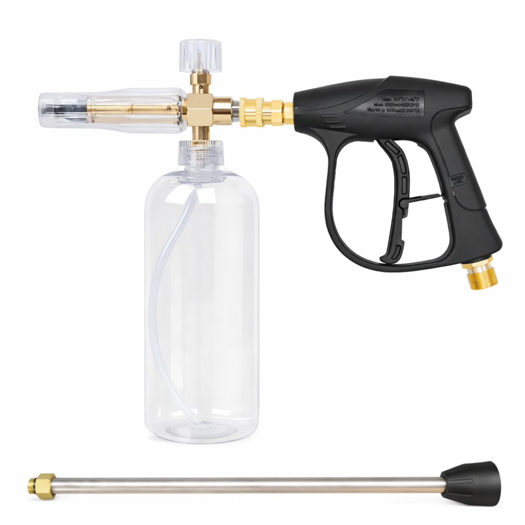 JPT Combo Heavy-Duty Foam Lance with Universal High-Pressure Water Gun and 10"/25CM High Pressure Washer Extension Rod with 1/4-Inch Quick Connector – Compatible with Most Pressure Washer Brands