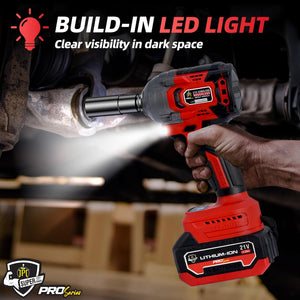 JPT Pro Series Brushless 21-volt Cordless Impact Wrench | 570N.m Torque | 4400 RPM Speed | 2 Speed Modes | 1/2-Inch Hex Shank | Bright LED Light | 4000mAh Battery | Fast Charger | 12 Months Warranty